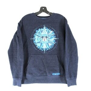 Disney Parks Sweater Small Blue Discover The Magic Compass Mickey Waffle Knit‎